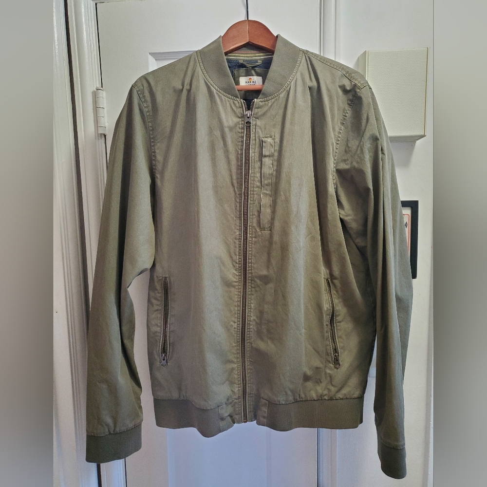 Marine Layer Rossland Dry Wax Bomber in Dusty Olive - L